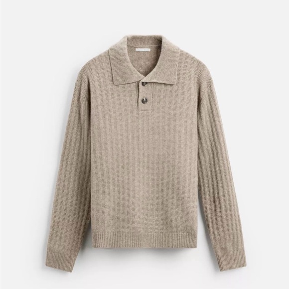 Zara Men's Tan Ribbed Sweater - Picture 8 of 8